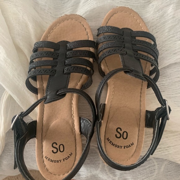 🇺🇸 Girl’s Wedges Sparkly Black - Picture 4 of 6